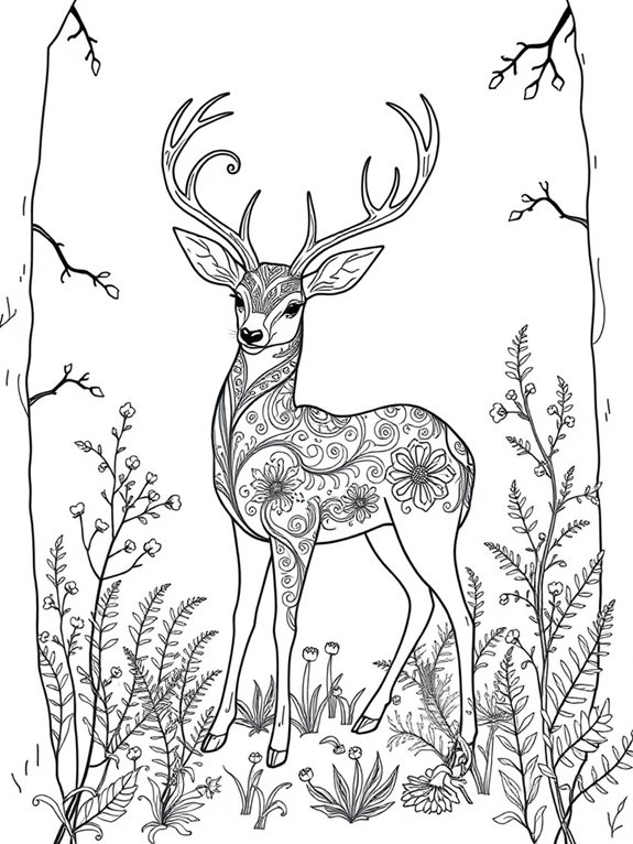 graceful deer coloring design