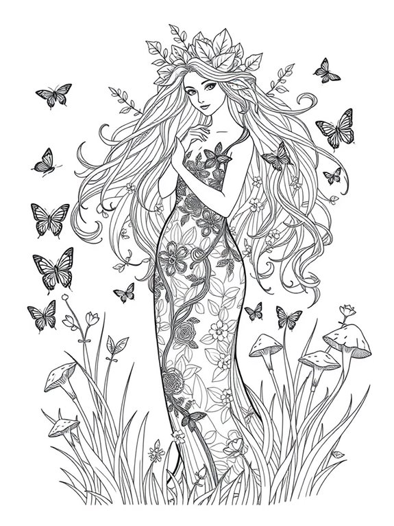 graceful fairy line art