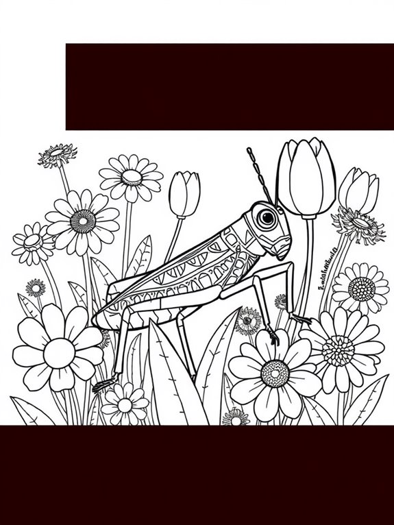 grasshopper with flower background