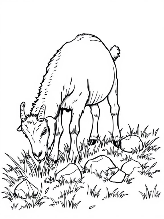 grazing goat in grass