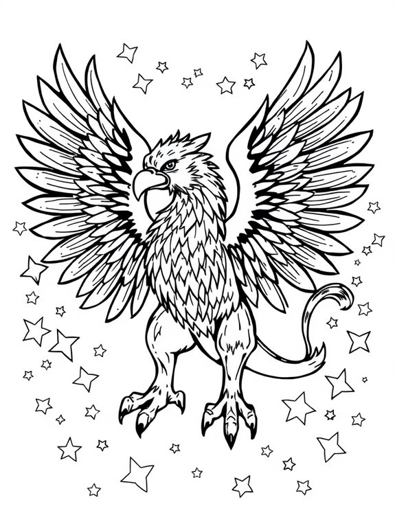 griffin surrounded by stars