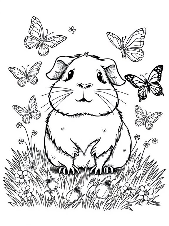 guinea pig and butterflies