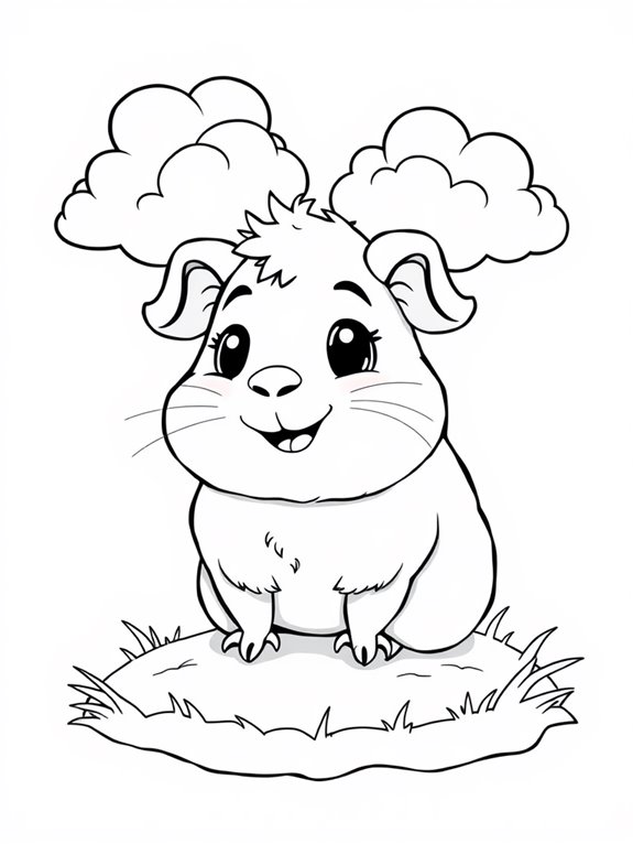 guinea pig cartoon clouds