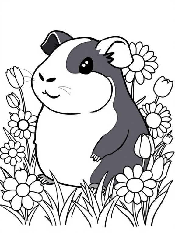 guinea pig in flowers