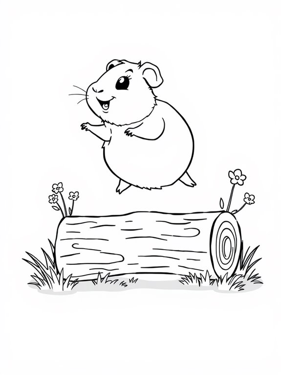 guinea pig leaps log