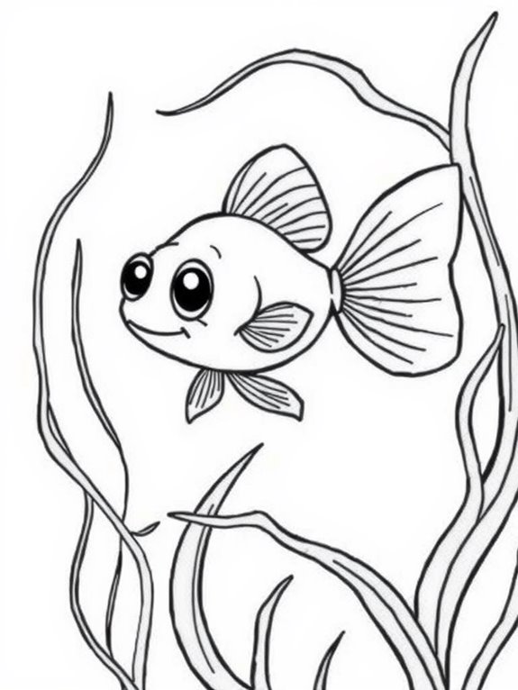 guppy amidst seaweed illustration