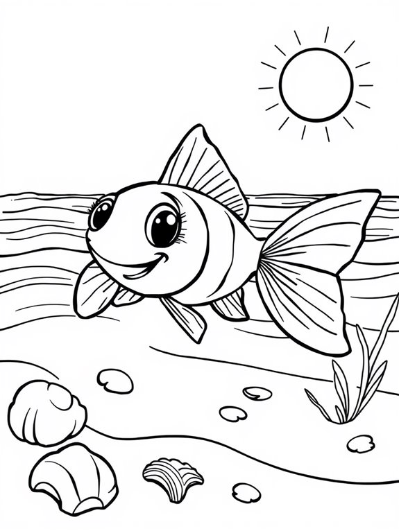 guppy beach coloring page