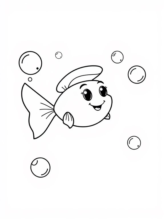 guppy coloring page bubbles