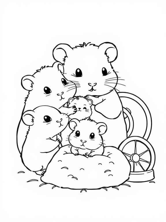 hamster family coloring page