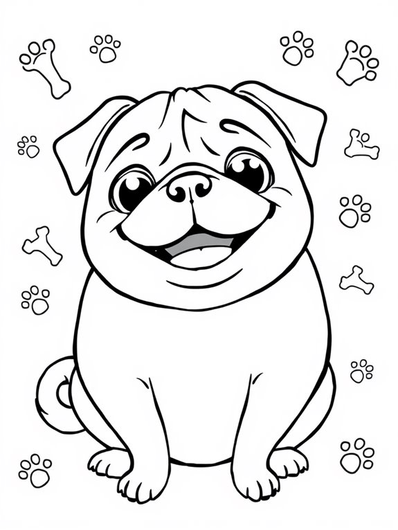 happy chubby pug coloring