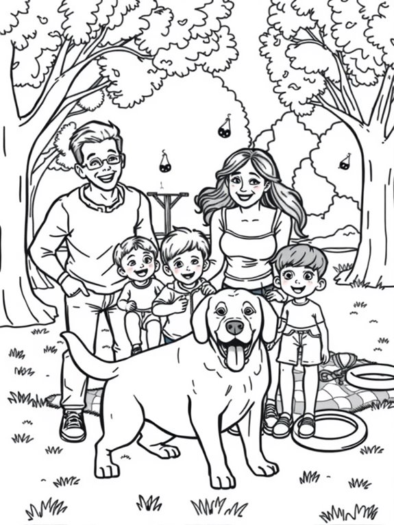 happy family with labrador