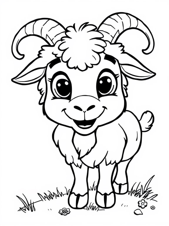 happy goat coloring page