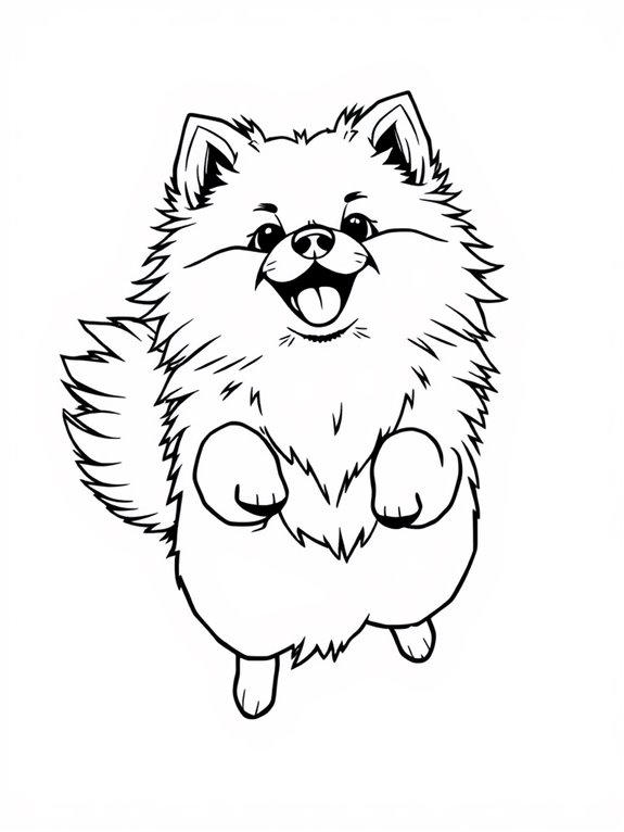 happy jumping pomeranian coloring