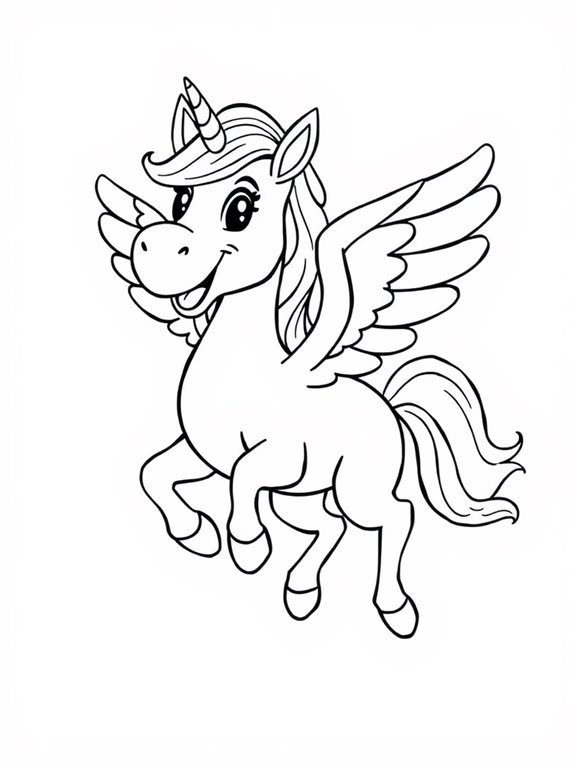 happy pegasus coloring page