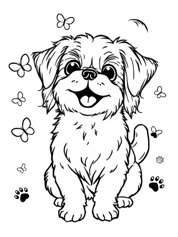 happy shih tzu coloring page