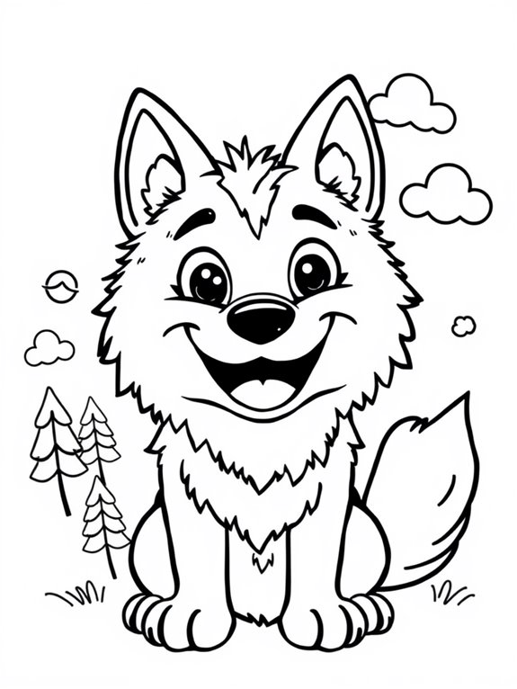 happy talking wolf illustration