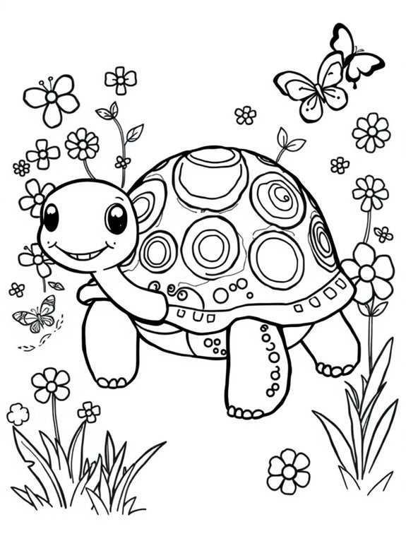 happy tortoise coloring page