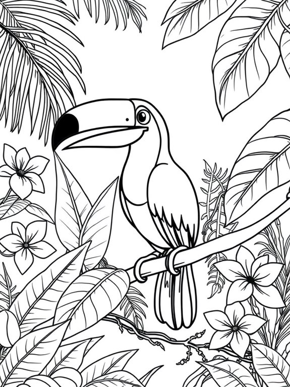 happy toucan in rainforest