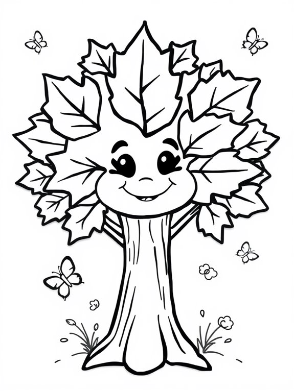 happy tree coloring page