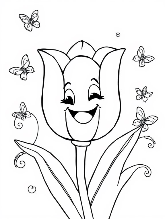 happy tulip coloring page