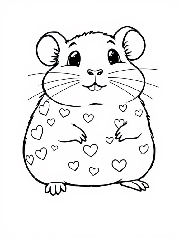 heart patterned gerbil coloring page