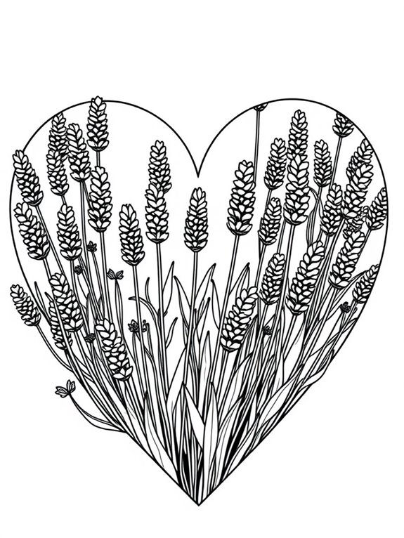 heart shaped lavender coloring page