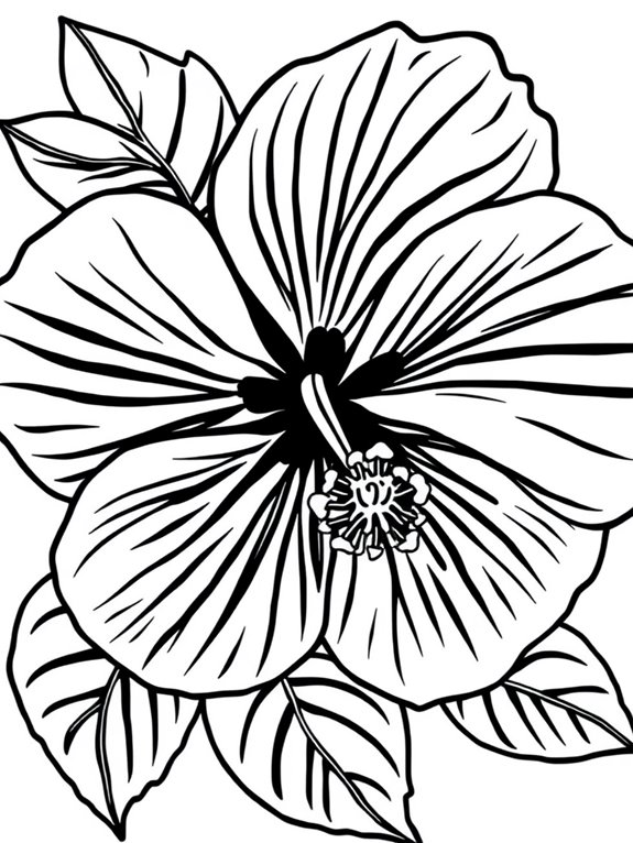 hibiscus flower coloring page