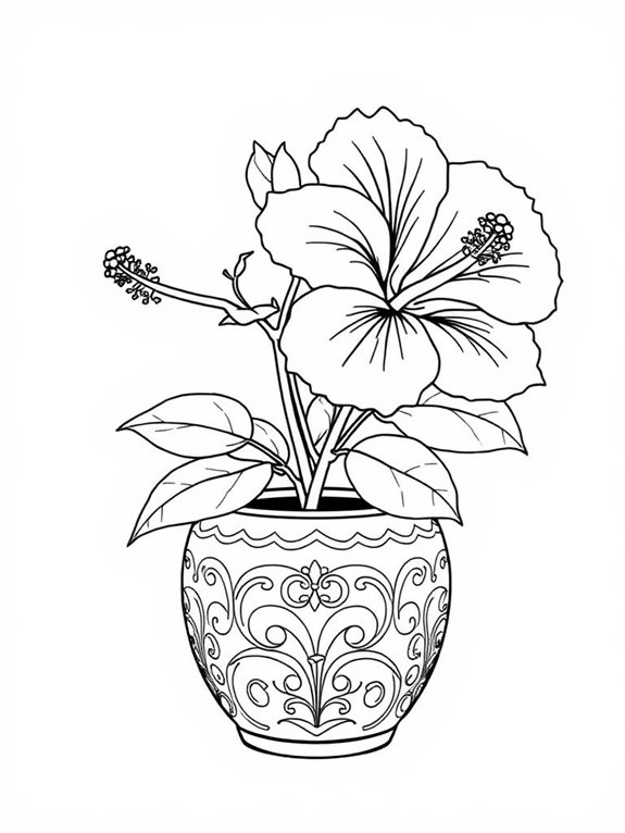 hibiscus flower coloring page