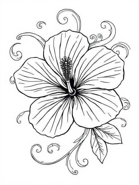 hibiscus flower with swirls