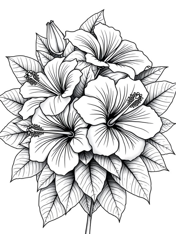 hibiscus flowers coloring activity