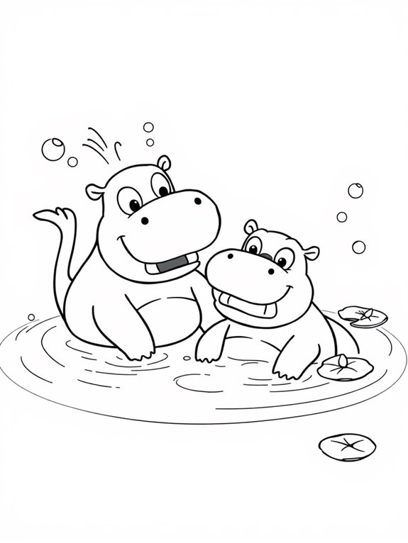 hippos enjoying a bath