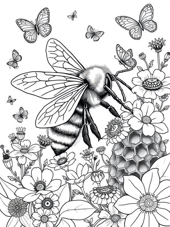 honeybee nature coloring page