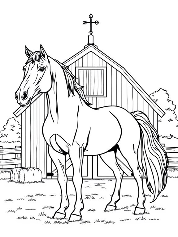 horses in barn scene