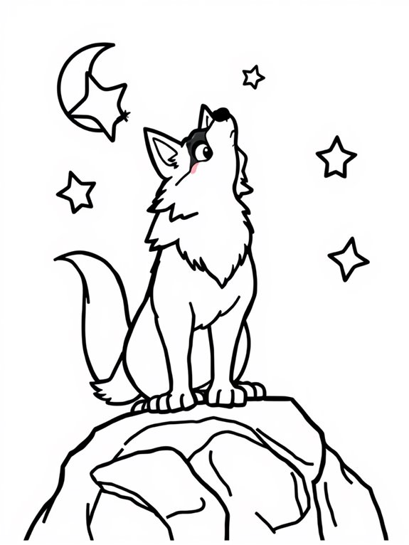 howling wolf under stars