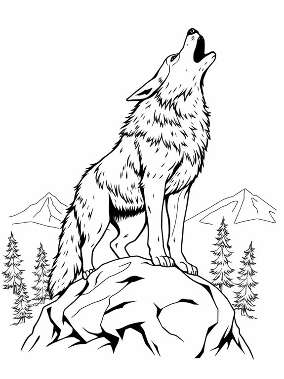 howling wolves coloring page