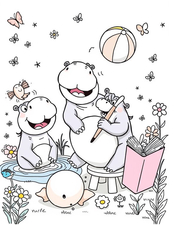 humorous hippos coloring fun