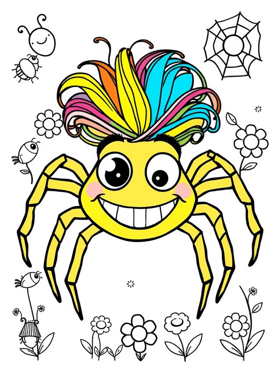 humorous spider coloring activity