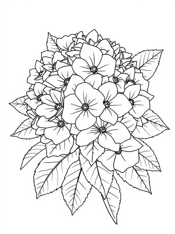 hydrangeas coloring page design