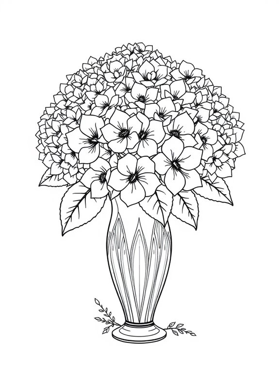 hydrangeas vase coloring page