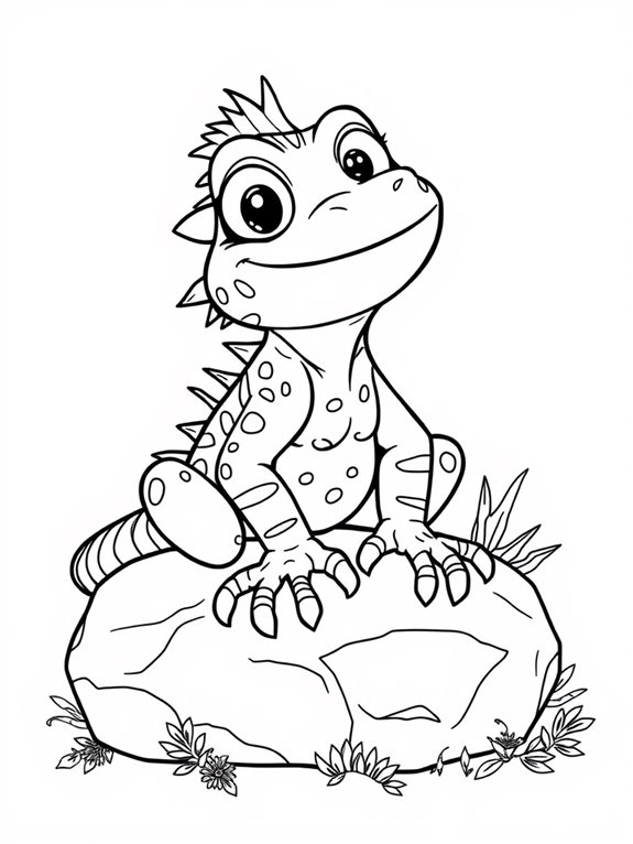 iguana coloring page rock