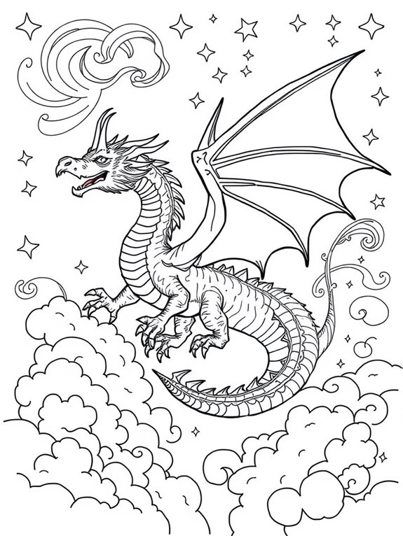 intricate dragon line art