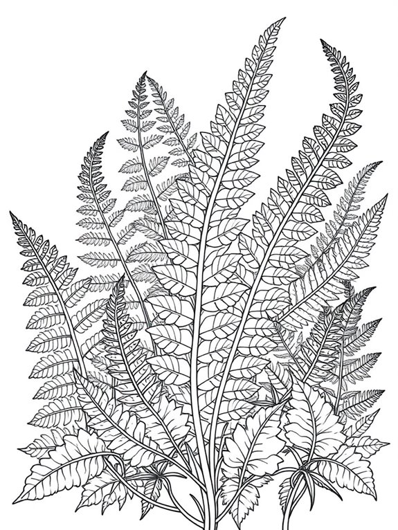 intricate fern line art