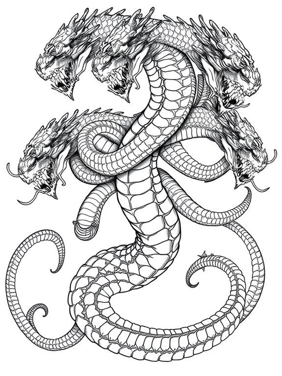 intricate hydra coloring page