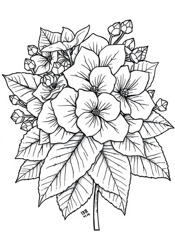 intricate hydrangeas coloring page