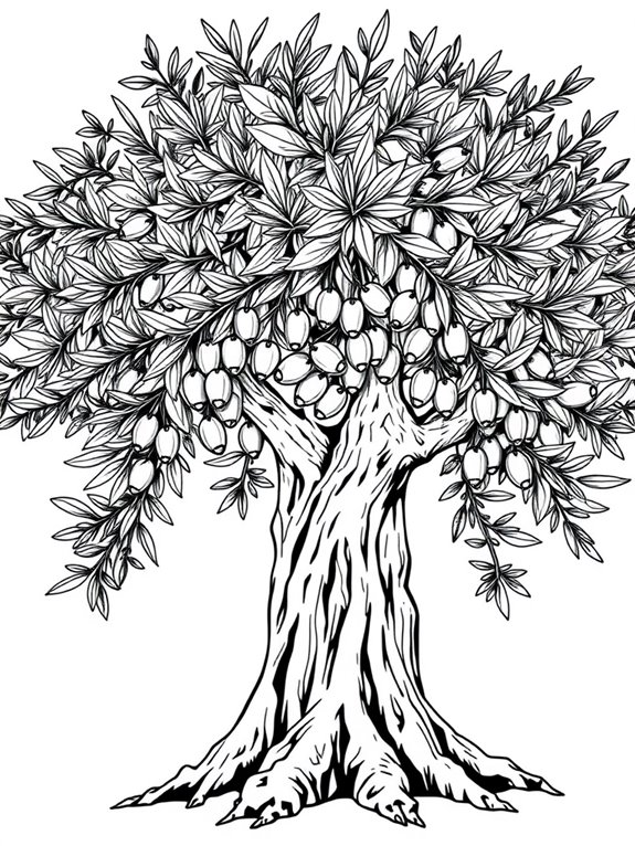 intricate olive tree illustration