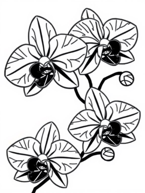 intricate orchid coloring design