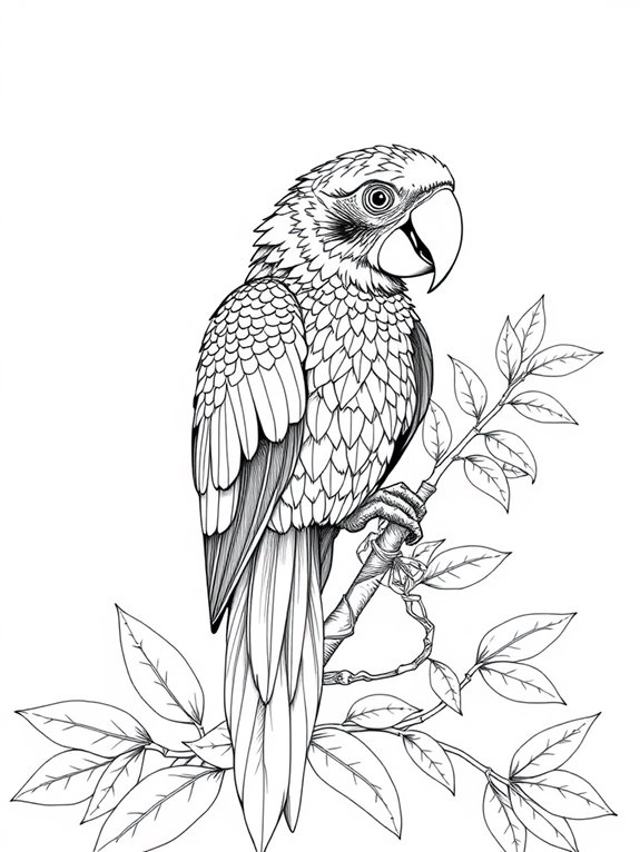 intricate parrot coloring design