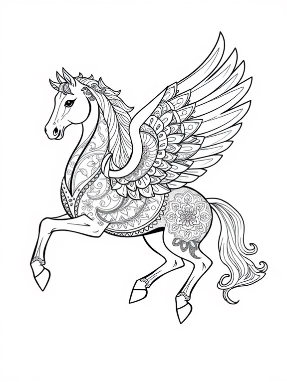 intricate pegasus coloring page