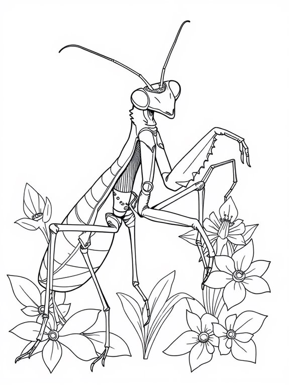 intricate praying mantis design