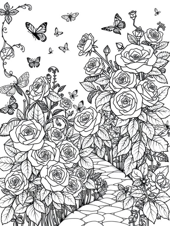 intricate rose garden illustration